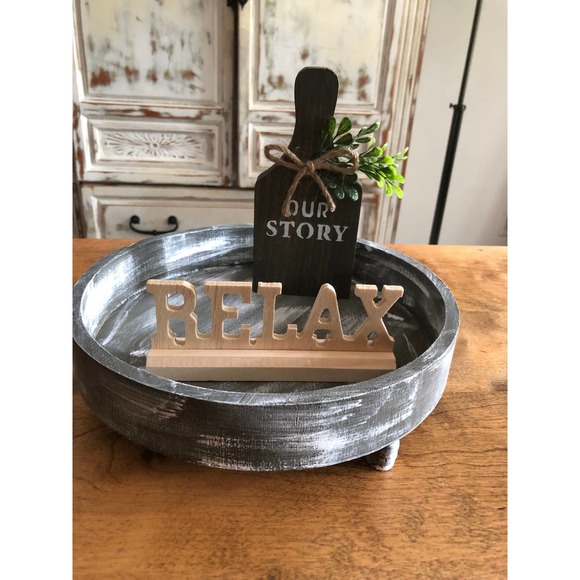 Round Distressed Wood Tray, Tier Tray, Table Decor, Home Decor - Picture 4 of 4